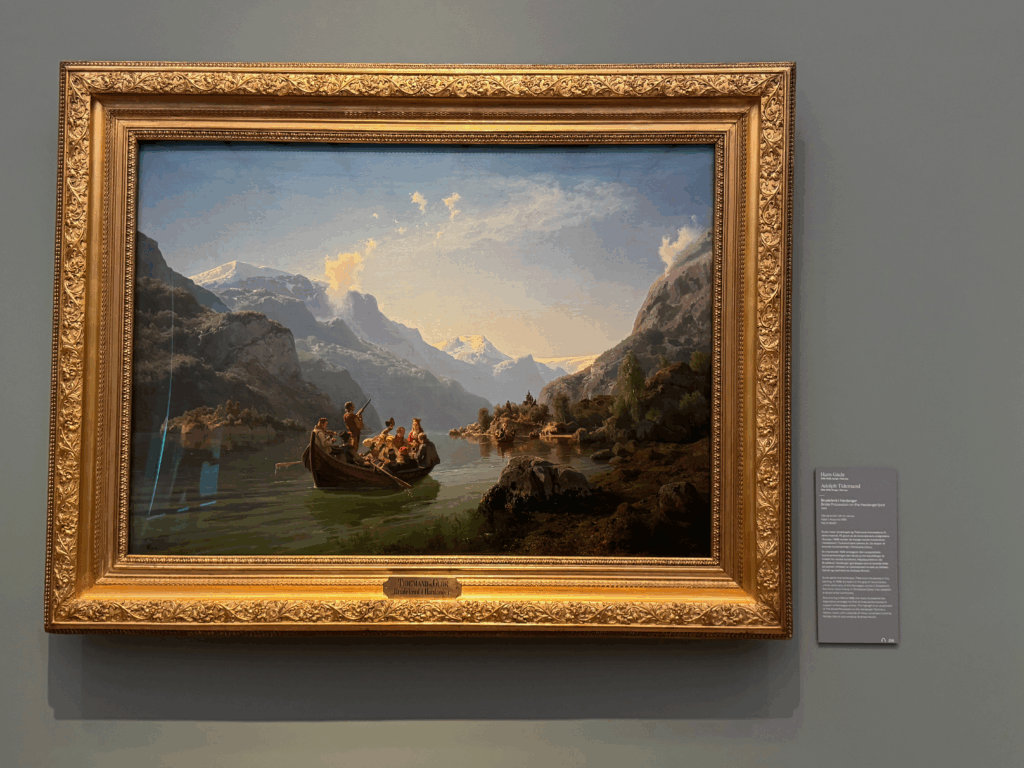 ノルウェーの峡谷を行く人々を描いた国民的ロマン主義の代表的風景画