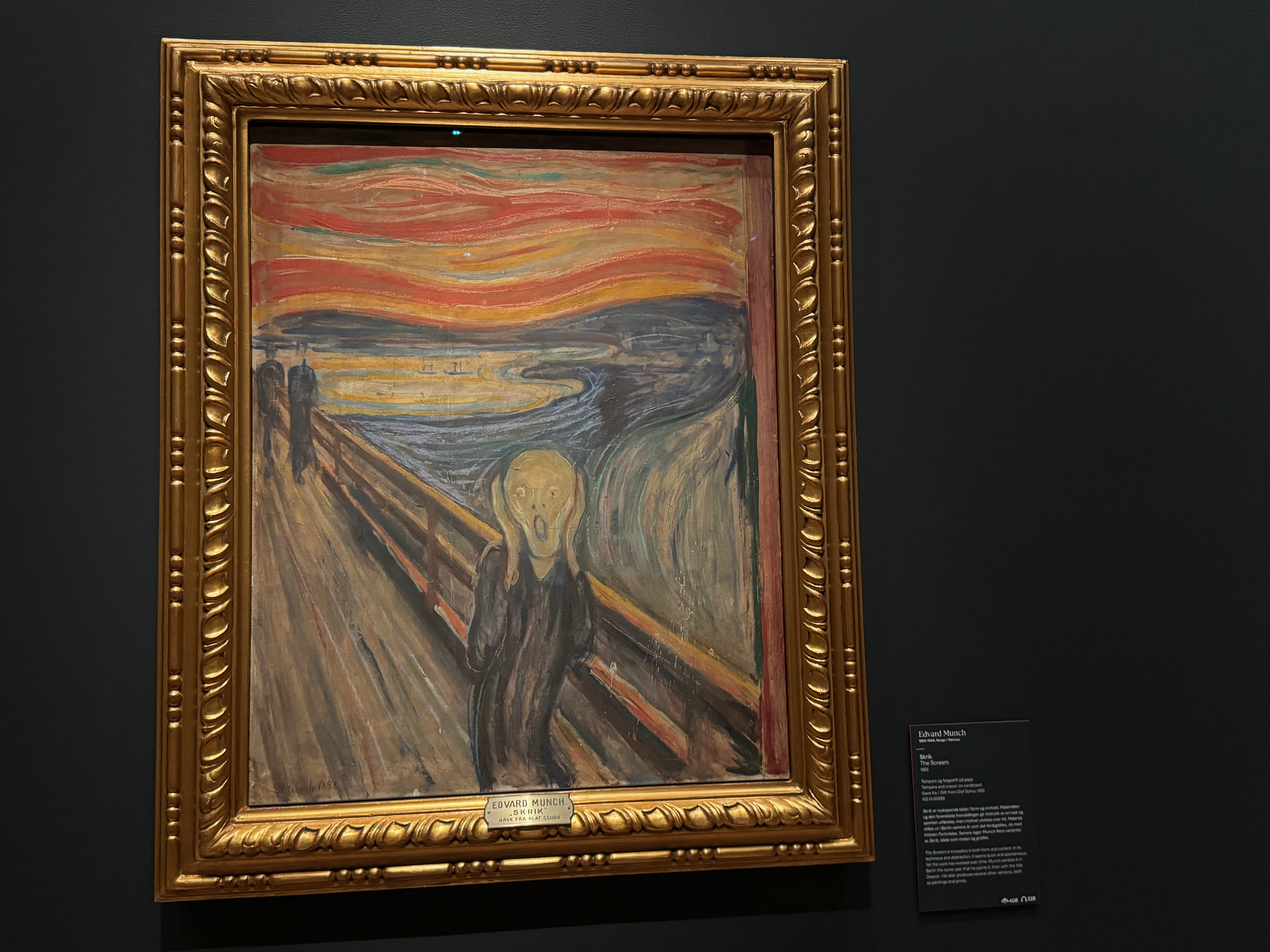 エドヴァルド・ムンクの代表作「叫び」ノルウェー国立美術館展示作品